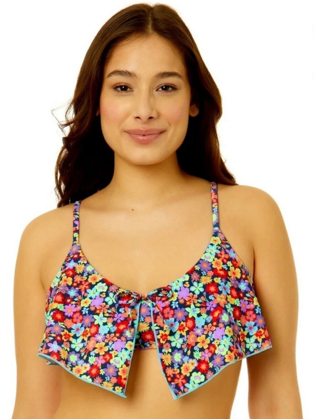 NEW NoBo Floral Flounce Bikini Top - Cosmo Patch - Size Medium 7-9 Womens
